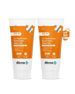   1% Hyaluronic Sunscreen Aqua Gel In Vivo Tested (ISO 24444:2019 Certified, CTRI/2025/02/080287) with SPF 50 & PA++++ - 80g (Pack of 2) 